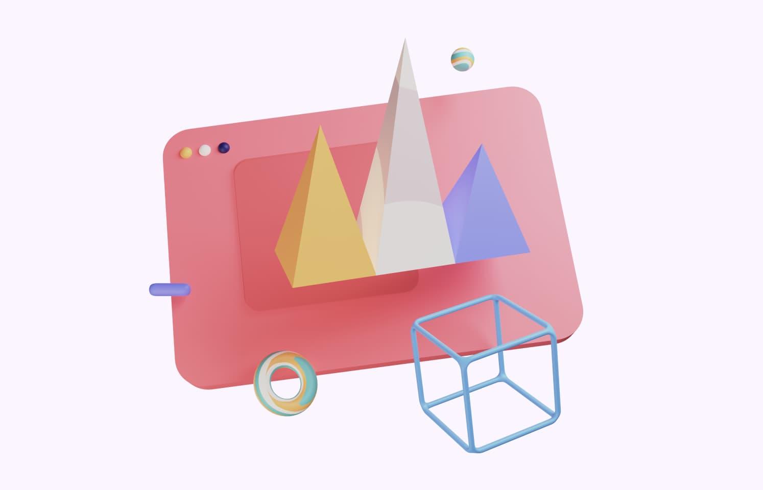  3d illustration of screen and cube
